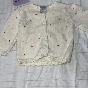 Gymboree Cream Cardigan with Colorful Dots